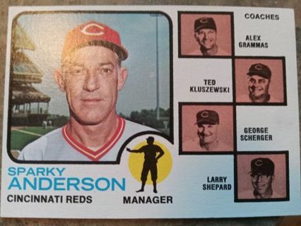 1973 T.C.G. SPARKY ANDERSON CINCINNATI REDS BASEBALL CARD# 296