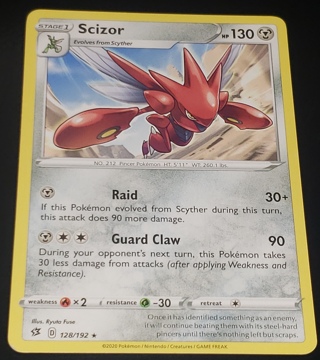 ⚡ Pokemon Card Scizor 128/192 Rare ⚡ 130 HP Rebel Clash