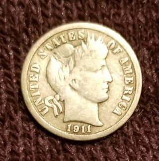 1911-D ~ Barber Dime ~ 90% silver ~ 112 years old