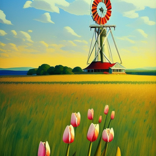 Listia Digital Collectible: Windmill by the lake on a sunny day