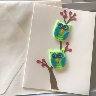 Hoot!  Owls Card and Envelope, Handmade, Free Mail 