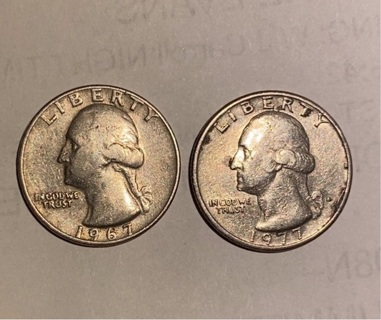 1967 & 1977 D WASHINGTON QUARTERS