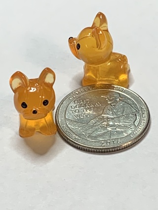 DOGS~#3~ORANGE~MINIS~SET OF 2 DOGS~GLOW IN THE DARK~FREE SHIPPING!