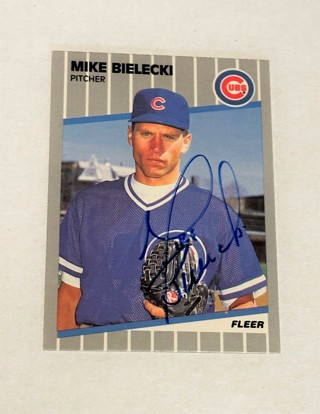 Autographed 1989 Fleer Mike Bielecki Chicago Cubs #419