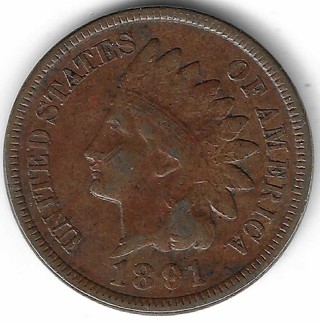 1891 Indian Head Penny U.S. One Cent Coin