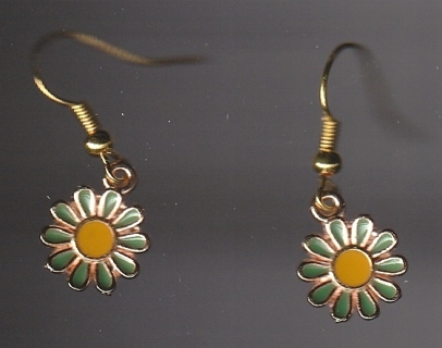 GP ENAMEL GREEN FLOWER EARRINGS STYLE 2 (PLEASE READ DESCRIPTION