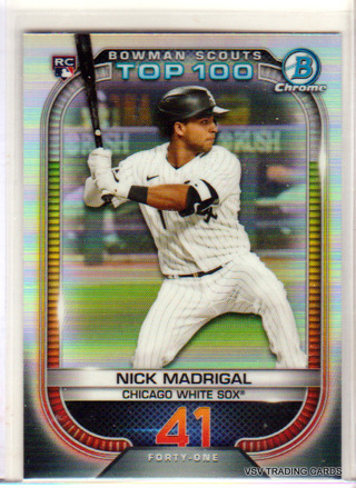 Nick Madrigal,  2021 Bowman Chrome  Top 100 ROOKIE Card #41,  Chicago White Sox,   (EL4)