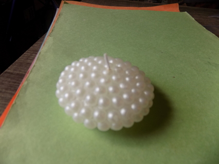 Look of pearl covered round candle # 2 new never lit 2 1/2 round