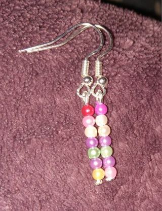 Multicolor pearl beaded hook earrings nip