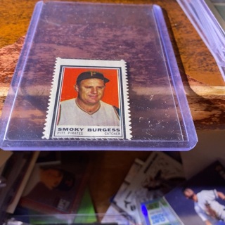 1962 topps smoky burgess baseball stamp 