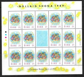 1989 Ireland Sc759 Christmas Bonus Sheet of 14 MNH