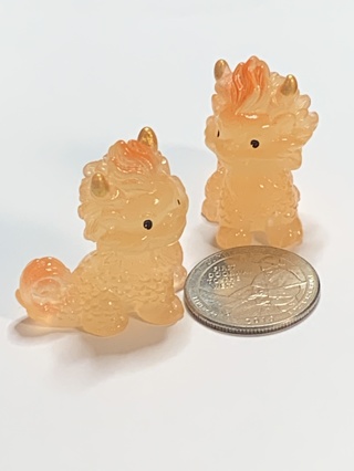 DRAGONS~#1~ORANGE~SET OF 2 DRAGONS~GLOW IN THE DARK~FREE SHIPPING!