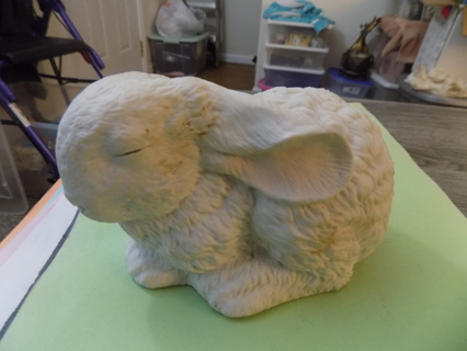 Ceramic sleeping white rabbit 6 inch long 3 1/2 tall 