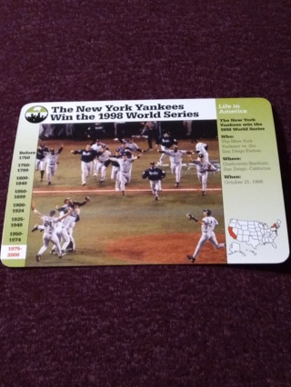 Grolier Story of America Card - The New York Yankees Win the 1998 World Series