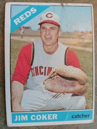 1966 T.C.G. JIM COKER CINCINNATI REDS BASEBALL CARD# 292