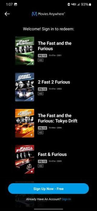 Fast & Furious 9 movie collection Digital HD movie code MA/VUDU/iTunes