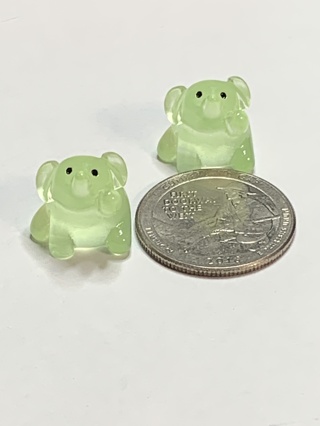 MINI ELEPHANTS~#3~GREEN~SET OF 2 MINI ELEPHANTS~GLOW IN THE DARK~FREE SHIPPING!