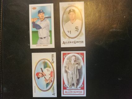 4 card lot minis, ginter, topps 206