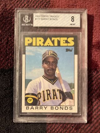 Barry Bonds 1986 Topps Traded Rookie 11T Beckett 8 NM-MT
