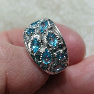 Sterling silver blue topaz ring size 7 new