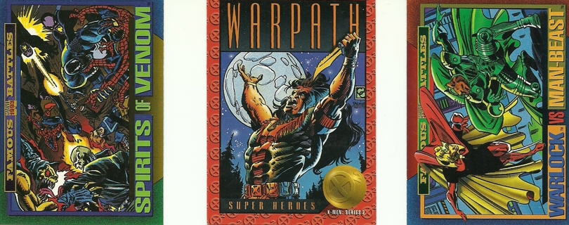 3 Pack Thursday Cards: 1993 Marvel Comic Trading Cards/ Warpath, Warlock Vs. Man-Beast ++