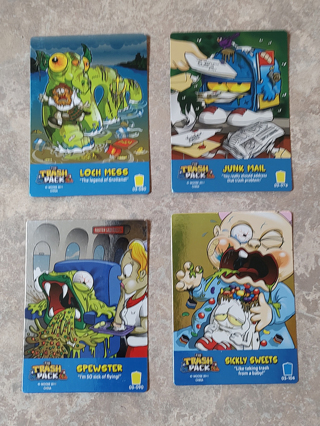 Lot of 4 - RARE Foil Series 1 2011 The Trash Pack Game Cards Trashies