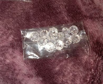 6pc pearl clear beading crystals new in pk