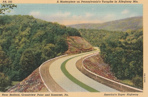 Vintage Unused Postcard: gin: Pennsylvania Turnpike