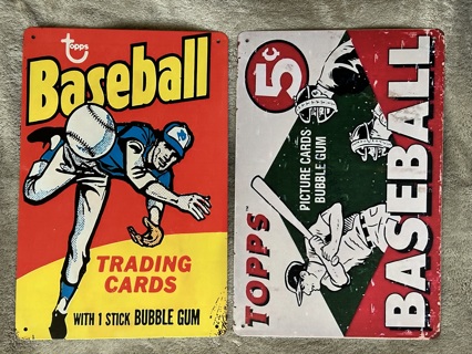 Two Brand New Topps Classic Trading Card Packs Baseball Metal Signs