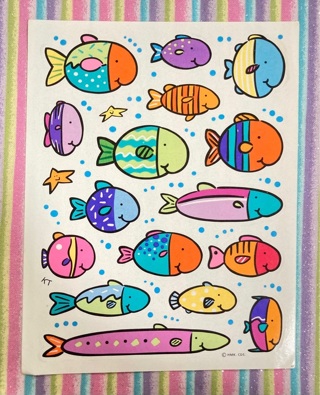 Kawaii fish sticker sheet