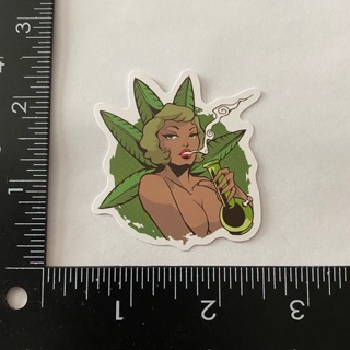 Blonde sexy lady pot leaf weed maryjane large sticker decal NEW 