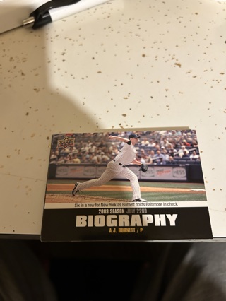 2010 upper deck biography a.j. burnett