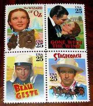 4 NEW MOVIES 25CENT STAMPS=USA