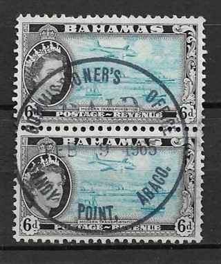 1954 Bahamas Sc165 6d "Modern Transportation" used pair