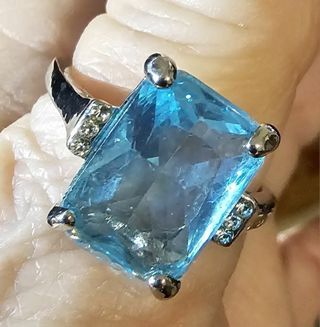 Ocean Blue Rectangular Ring Size 10 1/2