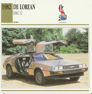 Classic Cars 6 x 6 inches Leaflet: 1982 De Lorean DMC 12