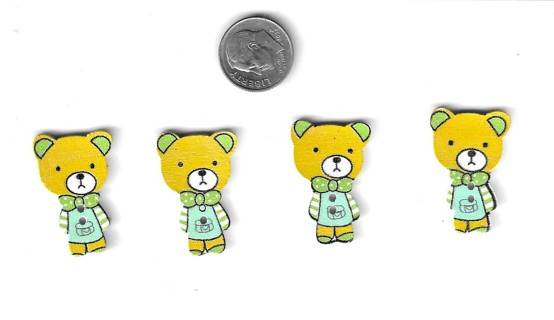 Yellow Teddy Bear Buttons - 4