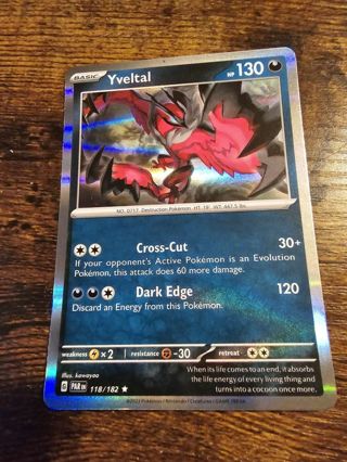 Pokemon Yveltal holo rare card 118/182