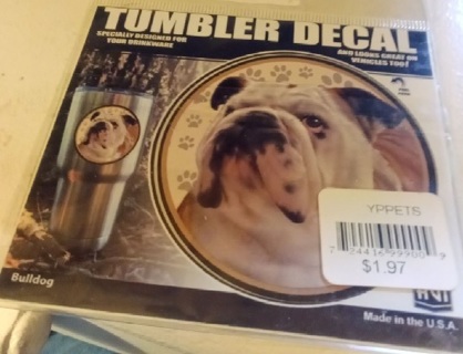 February Special -Bulldog   Tumbler Decal - GIN - 2 Decals Read Below