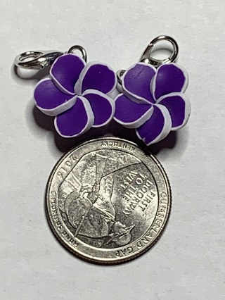 FRANGAPANI CHARMS~#6~PURPLE~SET OF 2~LOBSTER CLASP INCLUDED~FREE SHIPPING!
