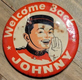 Vintage Marlboro Bellhop Button Welcome Back Johnny Pin 2.5" Advertising