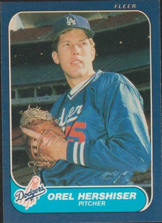 1986 Fleer 131 Orel Hershiser Los Angeles Dodgers Baseball Card