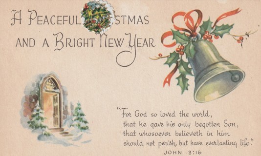 Vintage Used Postcard: 1951 A Peaceful Christmas & a Bright New Year