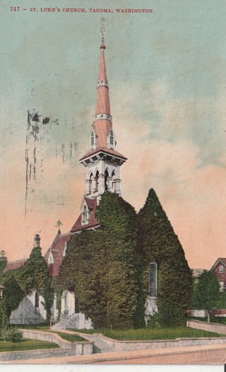 Vintage Used Postcard: (h): 1909 St Luke's Church, Tacoma, WA