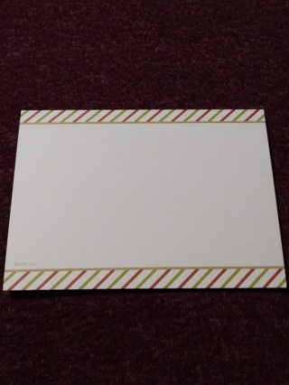 Red-Green Striped Christmas Notecard & Envelope