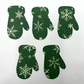 Mittens Christmas Tags Reversible Card Stock Shapes  