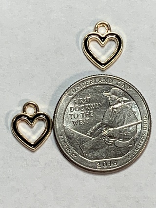 COLORED HEART CHARMS~#2~BLACK~SET OF 2 CHARMS~FREE SHIPPING!