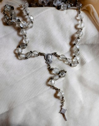 Vintage Clear Bead Rosary