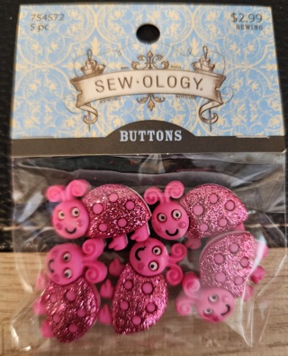 NEW - Sew-Ology - Ladybugs Buttons - 5 in package 