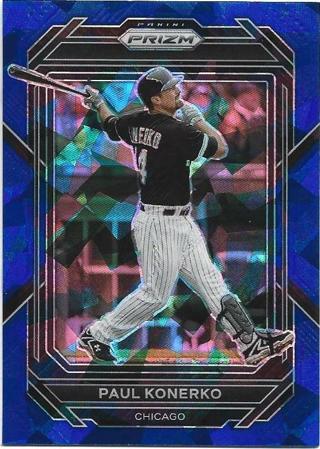 2023 PRIZM PAUL KONERKO BLUE CRACKED ICE PRIZM REFRACTOR CARD